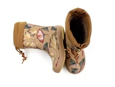 Bisgaard vintergummistøvle camel blomster med uldfoer